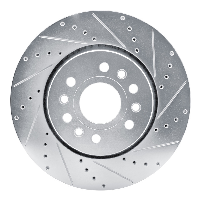 Jeep Grand Wagoneer Brake Rotor (1) - Front Right - R1 Concepts - Drilled & Slotted - Silver - `21-`25